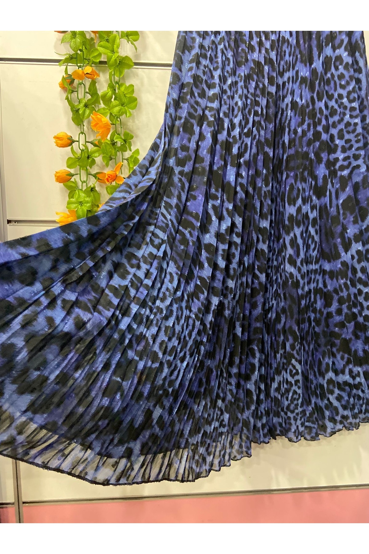 edu collection  Desenli şifon ÇAN etek astarlı - Görsel 3