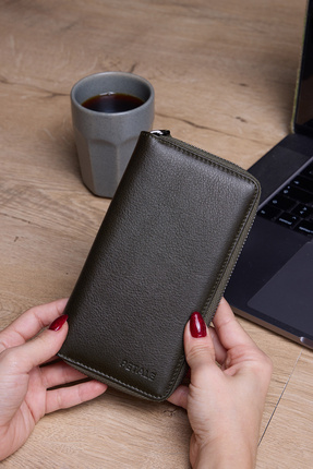 Lysande Hakiki Deri Unisex Telefon Bölmeli Cüzdan 15 Kartlıklı Cüzdan Kartlık