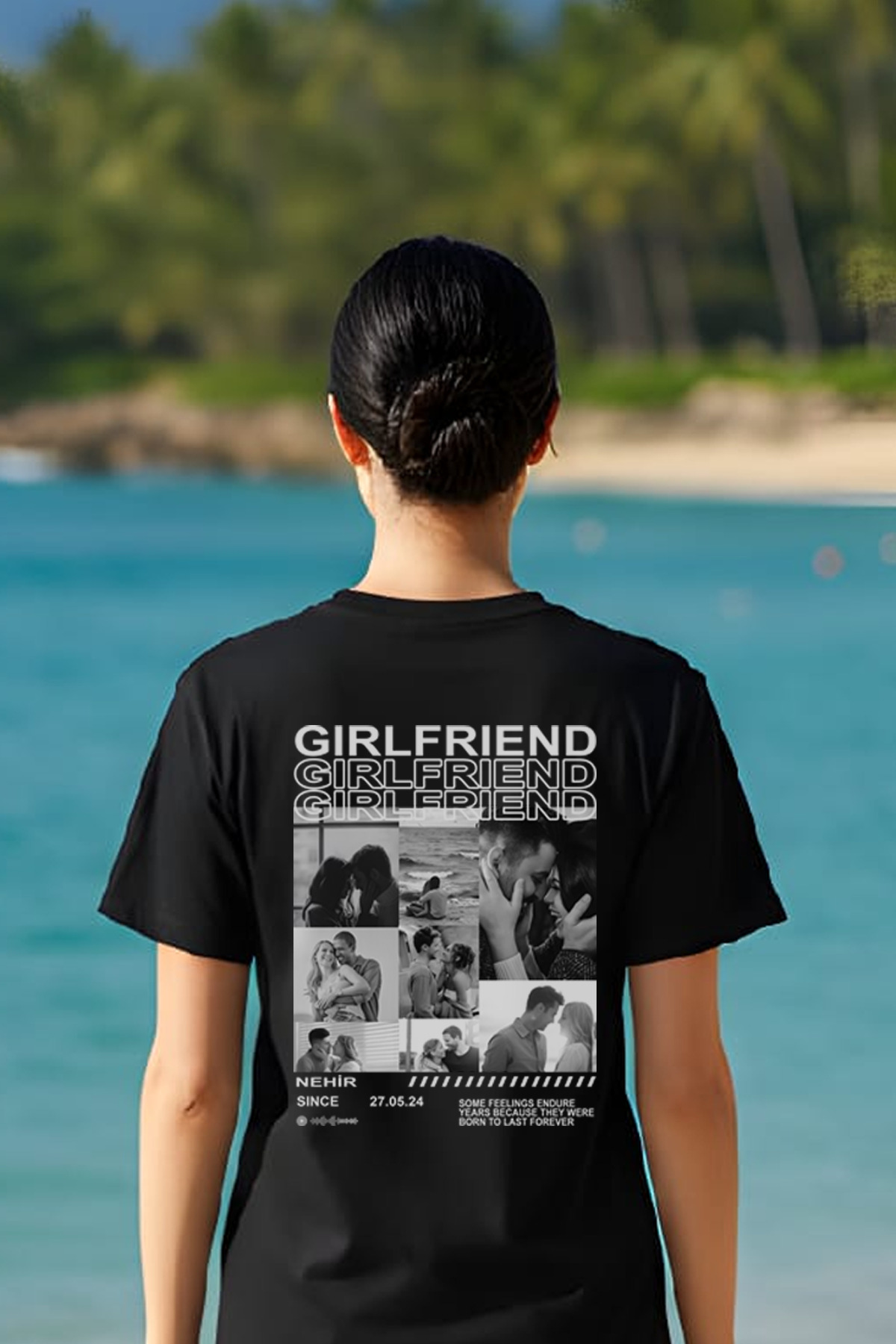 Young Fit Kişiye Özel Sevgili ve Çiftler İçin %100 Pamuk Tişört Fotoğraf & Yazı Baskılı görsel 3