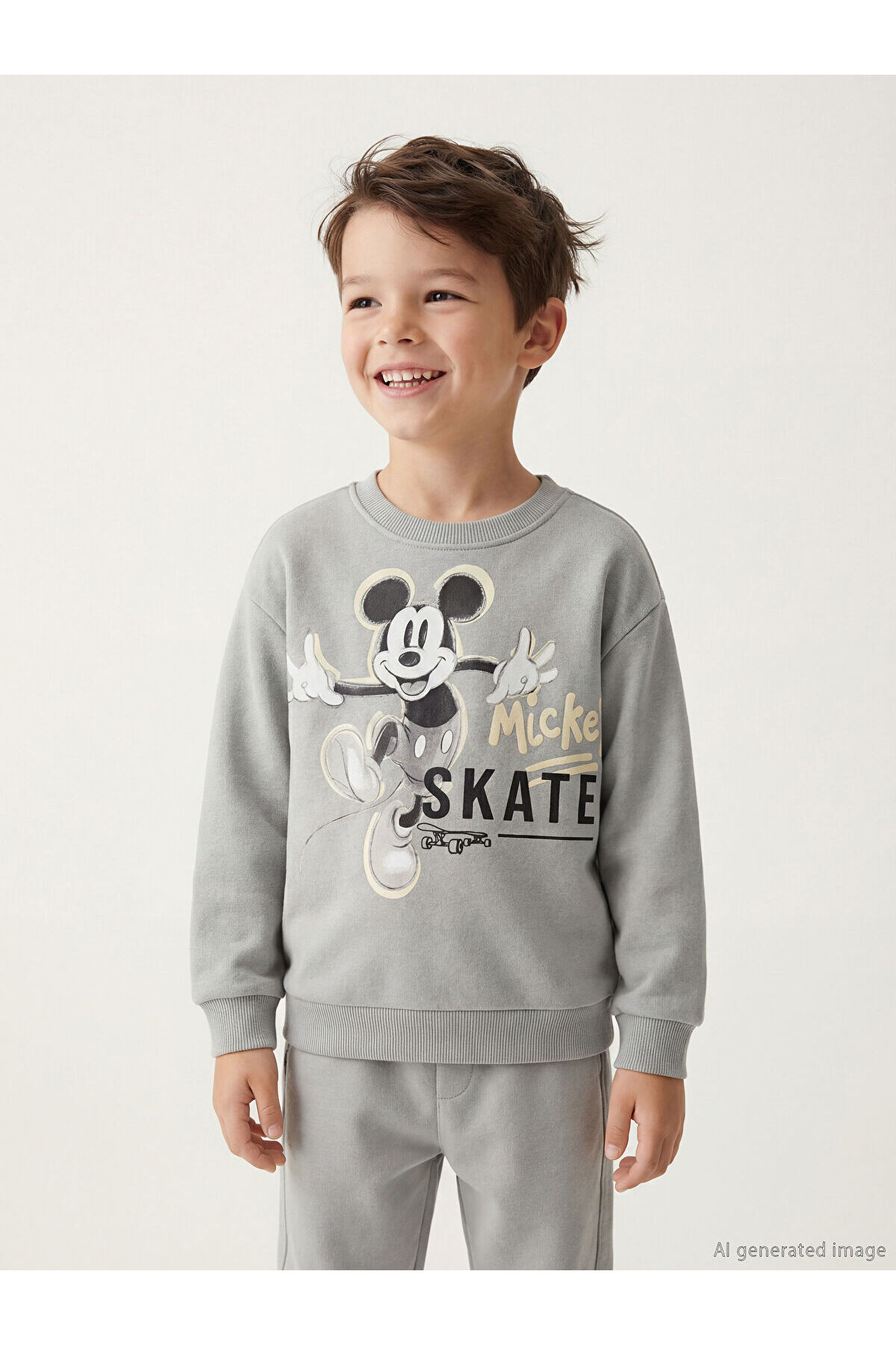 LC Waikiki Nevaa Collection Yeşil Mickey Mouse Baskılı Erkek Çocuk Sweatshirt ve Eşofman Altı fotoğrafı 2 (önizleme)