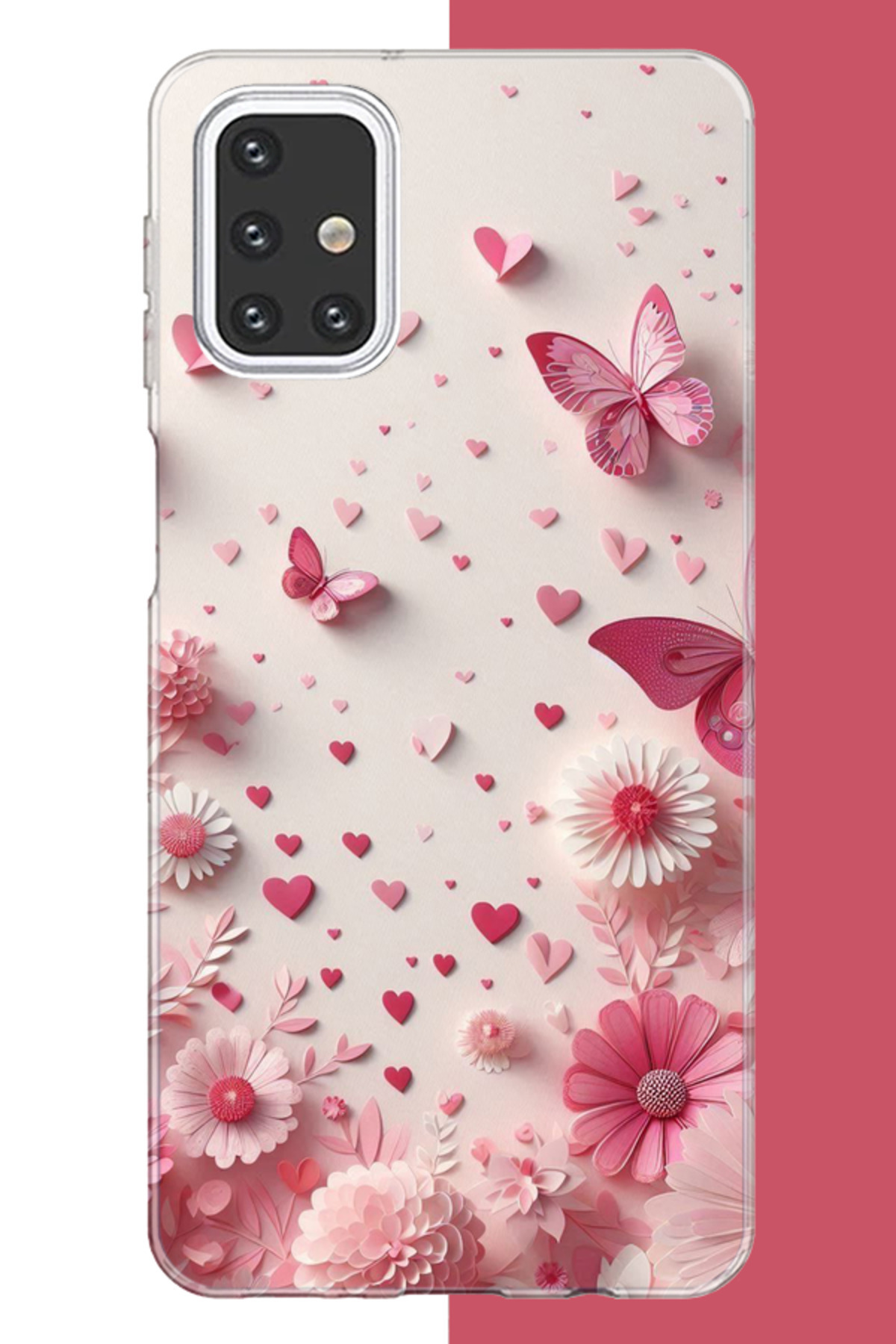 Samsung Galaxy M31s Compatible pink butterfly UV Printed Silicone Case