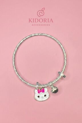 Kidoria Hello Kitty Figürlü Gümüş Renk Ayarlanabilir Çocuk Charm Bileklik
