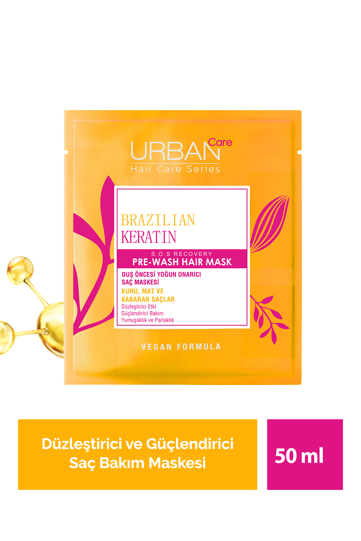 Brezilya Keratin Düzleştirici Etkili Duş Öncesi Saç Bakım Maskesi-12'li Set-vegan — URBPKT130 — تصویر 2 از 4