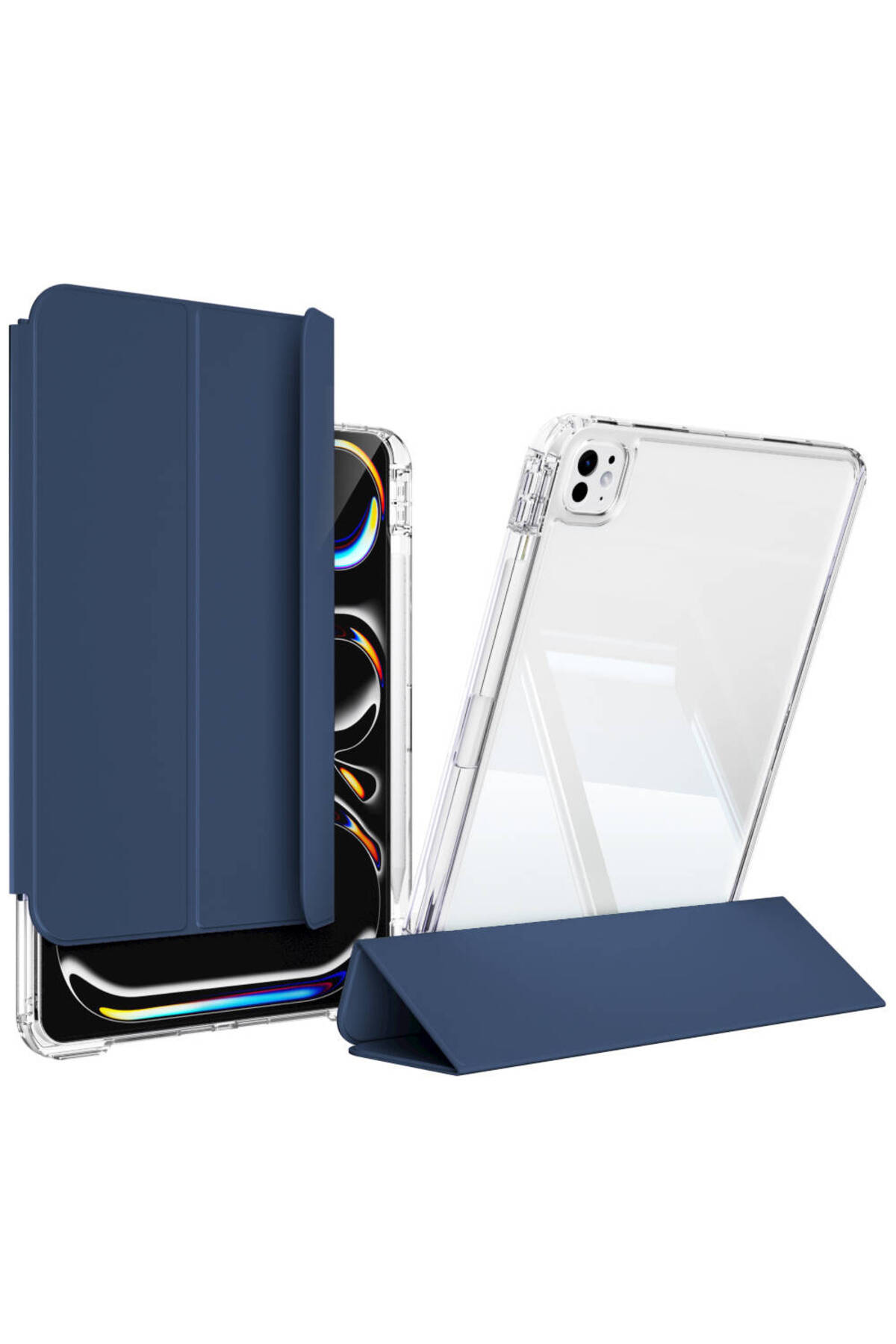 iPad Pro 11 2024 Kılıf Magnetik Ayrılabilen Airbagli GNST Sliding Tablet Kılıfı - Lacivert