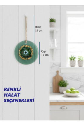 Home Nazar Boncuğu 18 cm / Cam Füzyon Nazarlık / Hediye Nazar Boncuğu Duvar S...