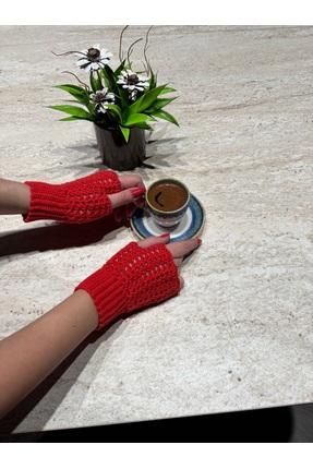 örgü El Yapımı Parmaksız Eldiven /Ajurlu Şık Tasarım/Kışlık Kadın Eldiven