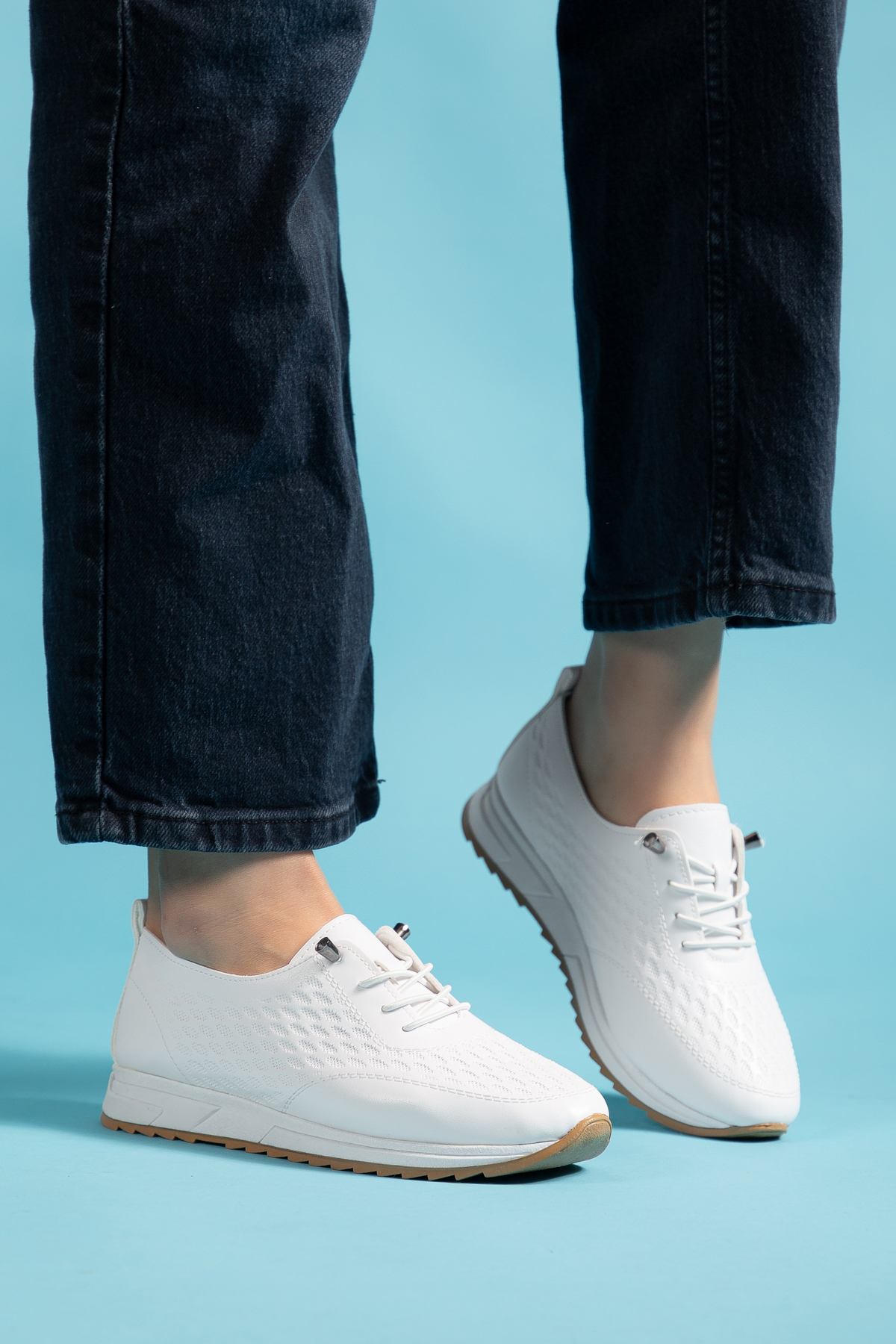 camaiore  Kadın Beyaz Spor Ayakkabı Ortopedik Taban Günlük Sneaker - Görsel 8