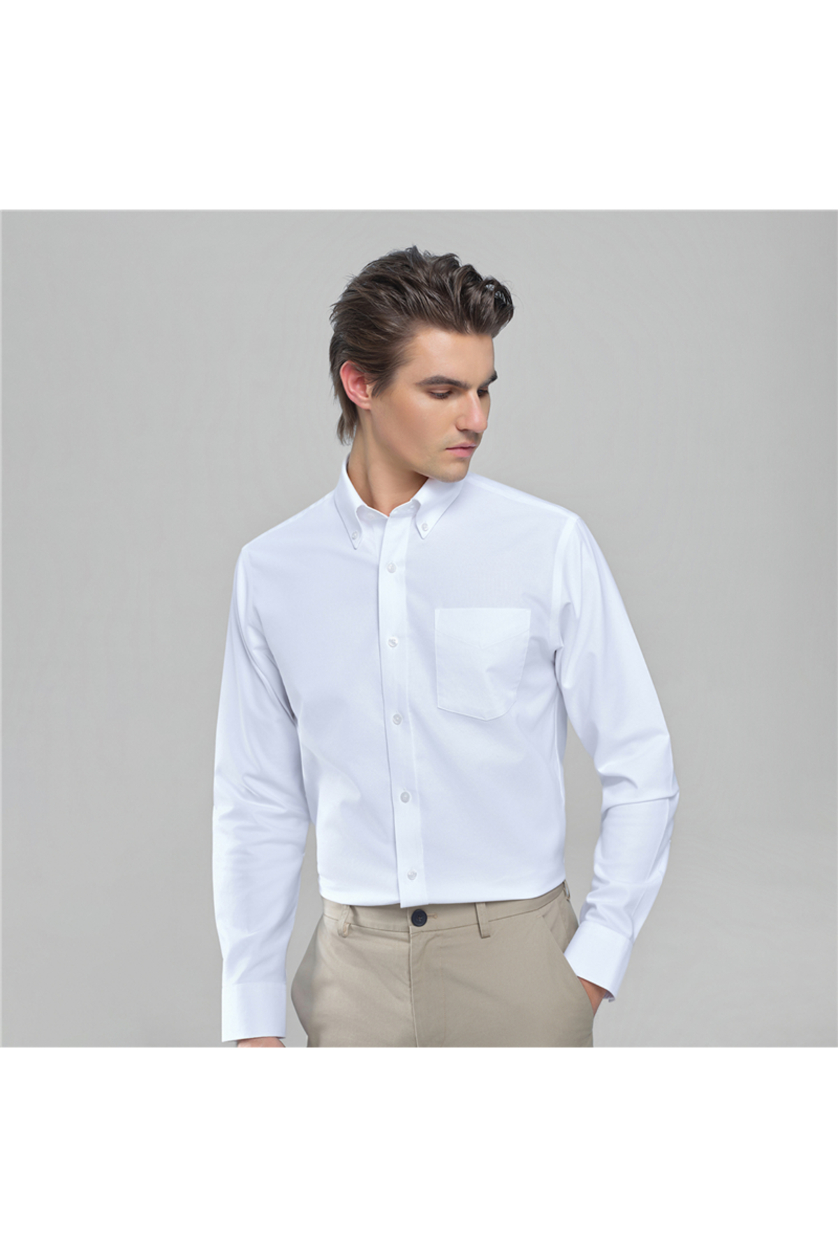 Giordano Men’s Cotton Long-Sleeve Wrinkle-Free Shirt