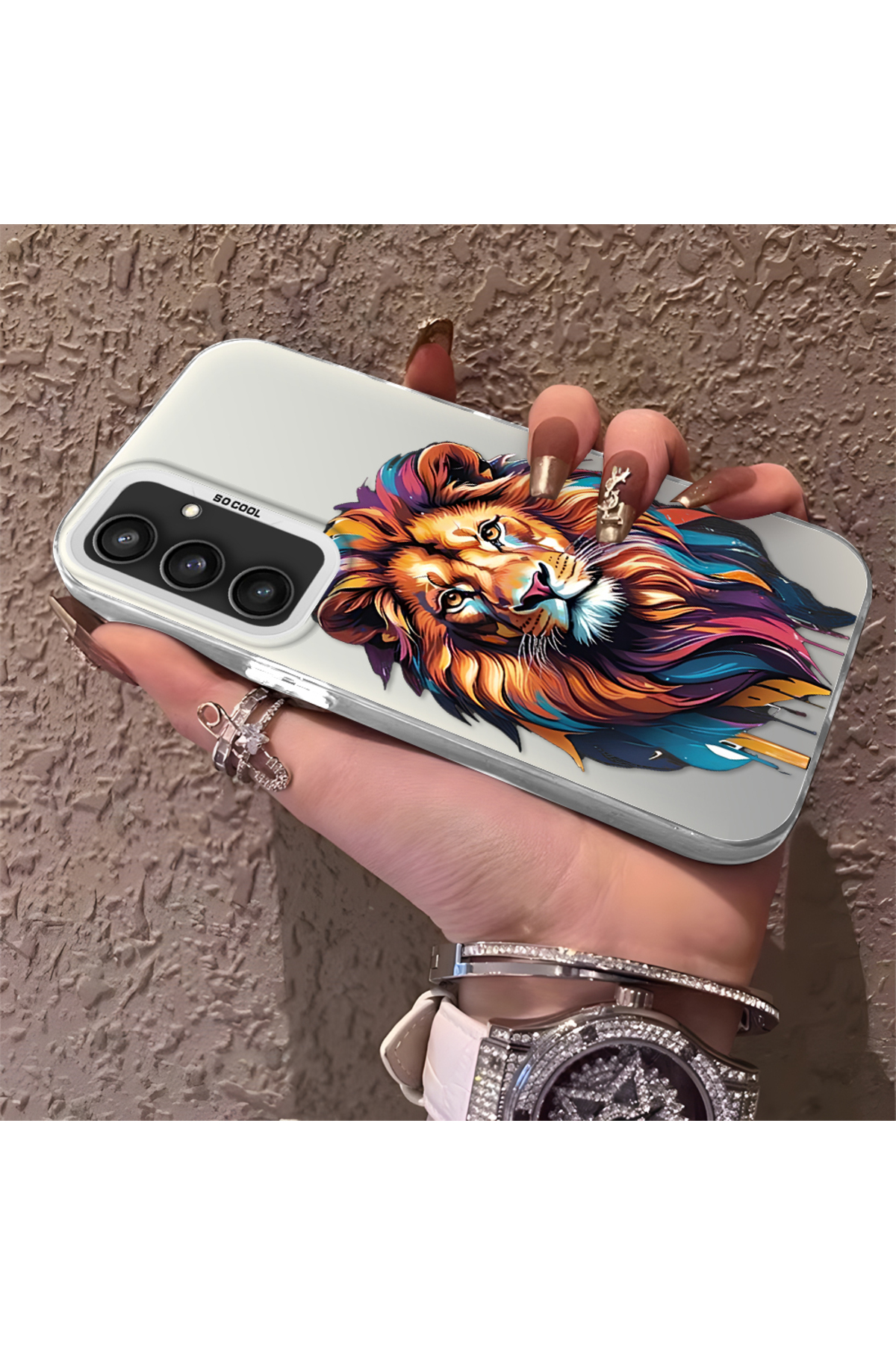 Samsung Galaxy S23 Fe Compatible Silicone Edge Hard Back Anti Fall Phone Case with Pars Pattern