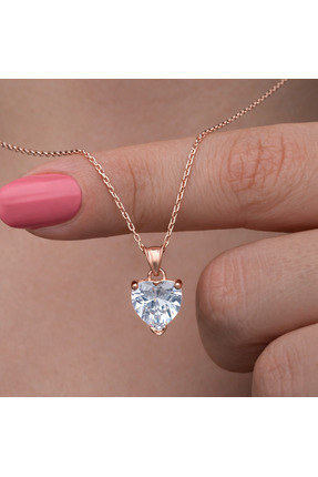 Şems Kamer 925 Ayar Gümüş Yeşil Kalp Taşlı Kolye