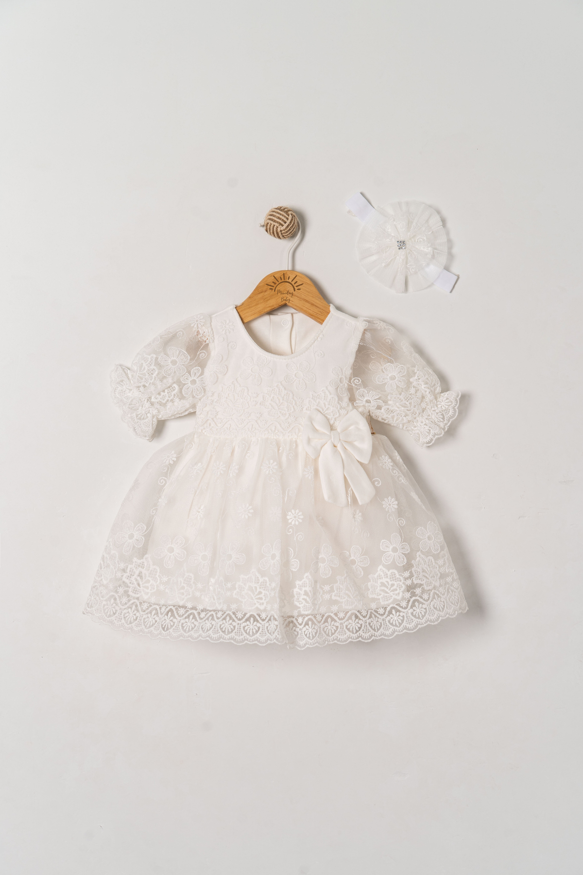 Miniday Baby Kız Bebek Mevlütlük Yazlık Elbise Bandanalı Dantelli Yeni doğan Hastane çıkışı Gelinlik Abiye 13 fotoğrafı 2 (önizleme)