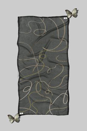 Befahomes Vizon Zincir Desen Baskılı Pamuksu Soft Şal