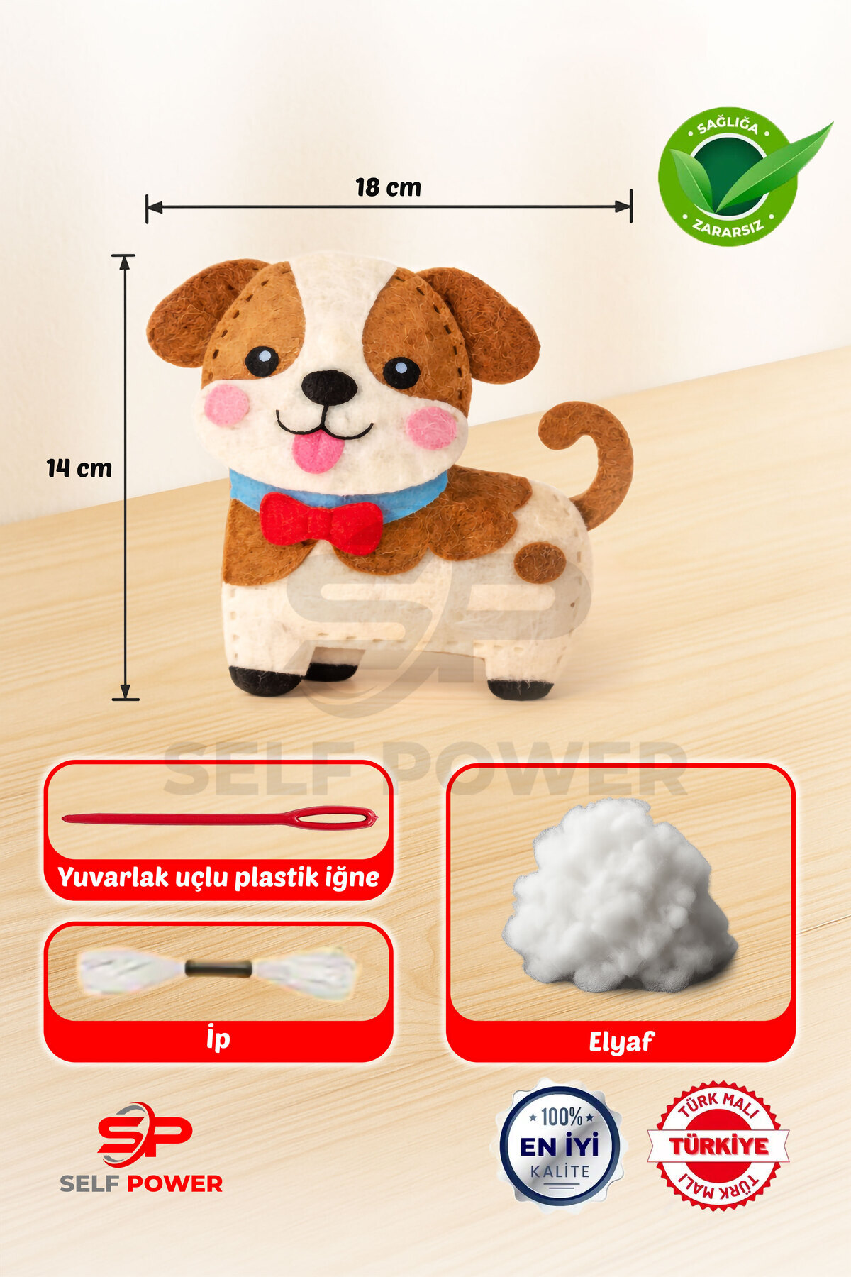 Self Power 1 ADET KÖPEK FİĞÜRLÜ ELYAF DOLDURMALI KEÇE DİKİŞ KİTİ