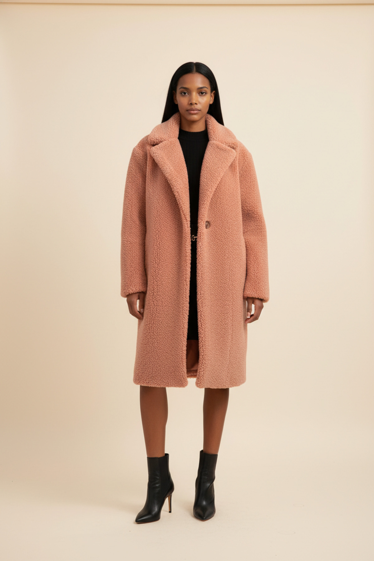 PAOLO FRAMINCO  PF-109 KUZU DERİSİ PİNKBERRY UZUN KÜRK DERİ PALTO - Görsel 2