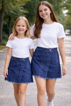 Ede Tekstil ŞORT ETEK KOT MAVİSİ GENÇ KIZ VE ÇOCUK JENAS