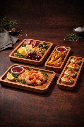 Opss! Art Masif Kayın Ağacından Sunumluk 4'lü Set