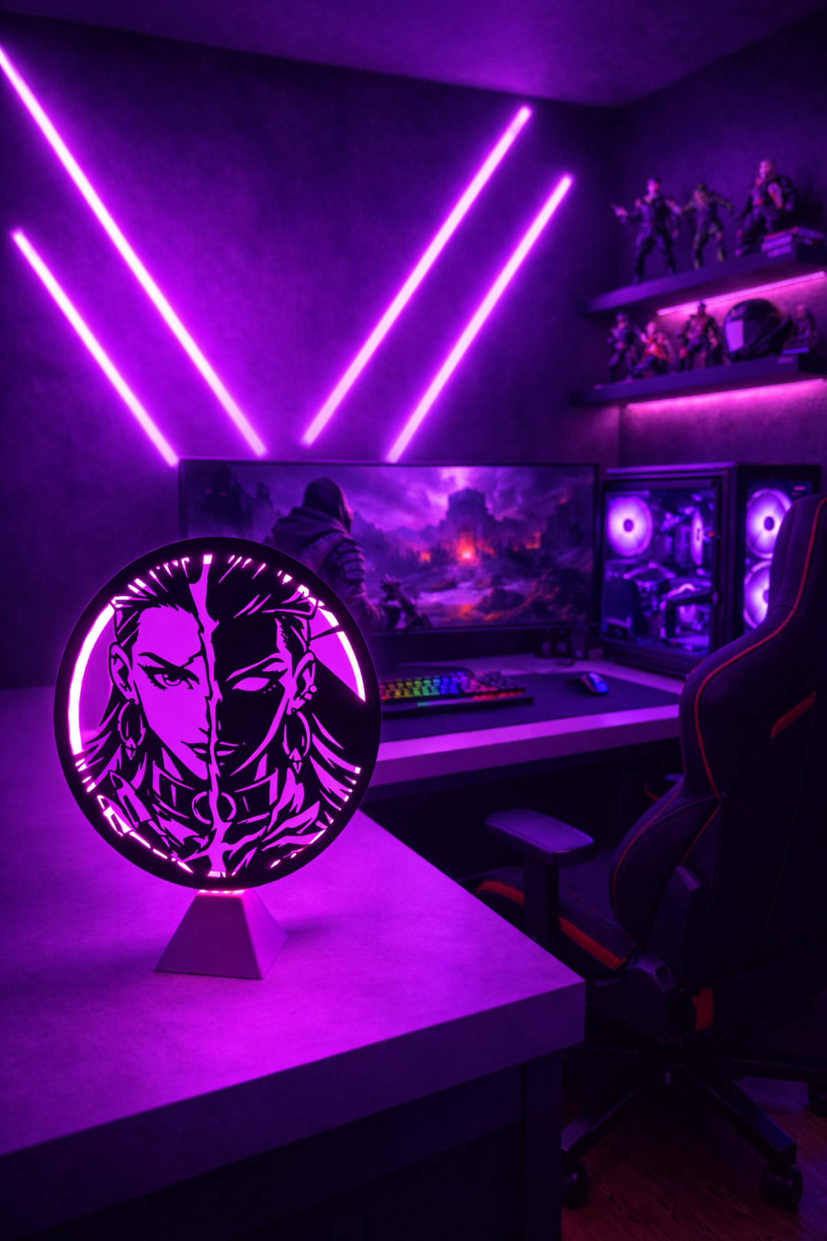 CELESSE Valorant Reyna Halka LED Işıklı Masa Gece Lambası Gamer
