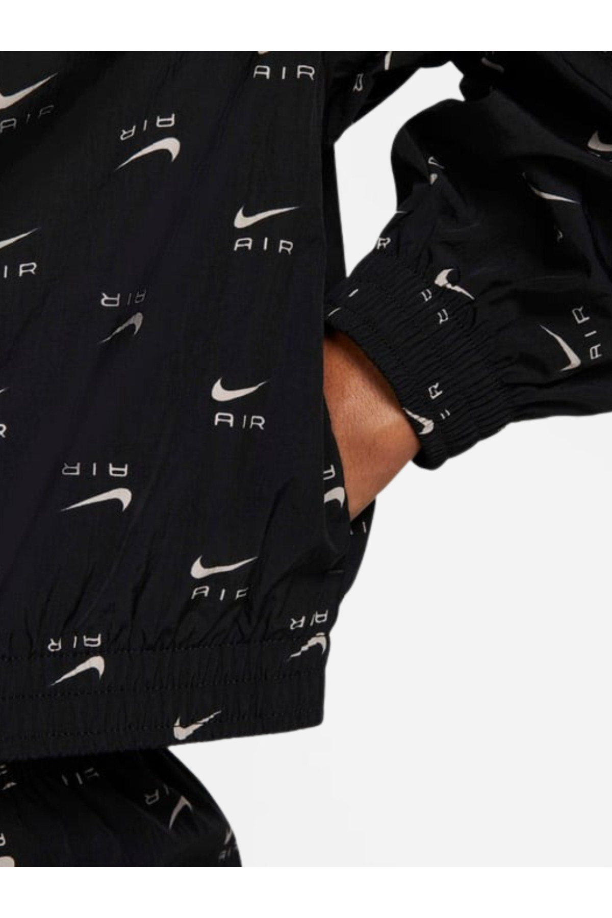 Nike Sportswear Air Allover Printed Mod Crop Woven Quarter-Zip Bol Kalıp Baskılı Siyah Kadın Ceket görsel 7