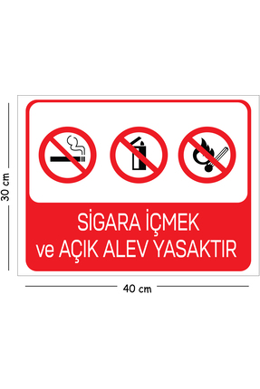 Mayeka Metal Sigara İçmek ve Açık Alev Yasaktır 30x40 cm A3 Uyarı İş Güvenliğ...