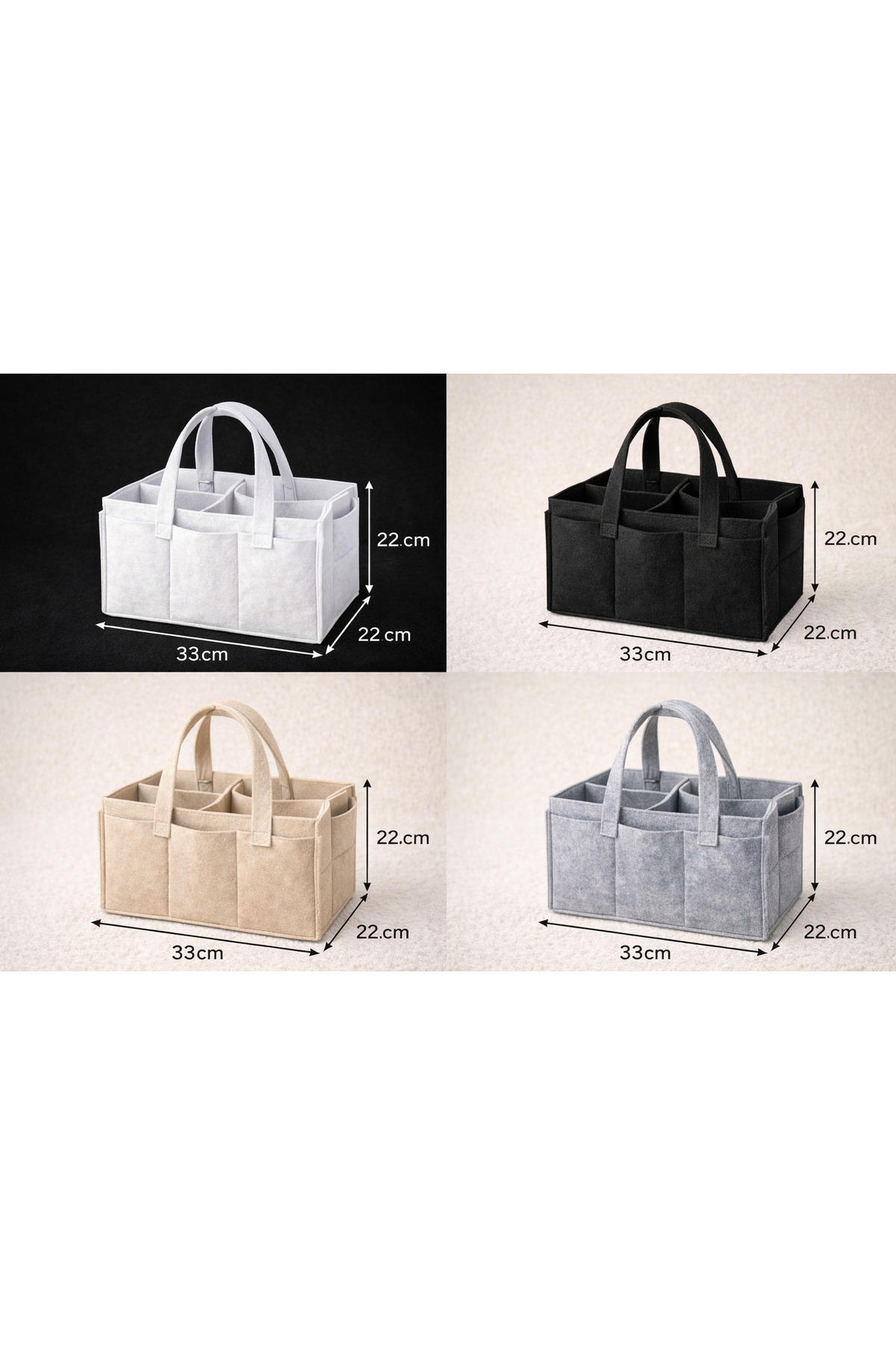 Balkan Room Siyah Keçe Anne Bebek Bakım Çantası Yenidoğan İçin Organizer Taşınabilir Düzenleyici fotoğrafı 4 (önizleme)