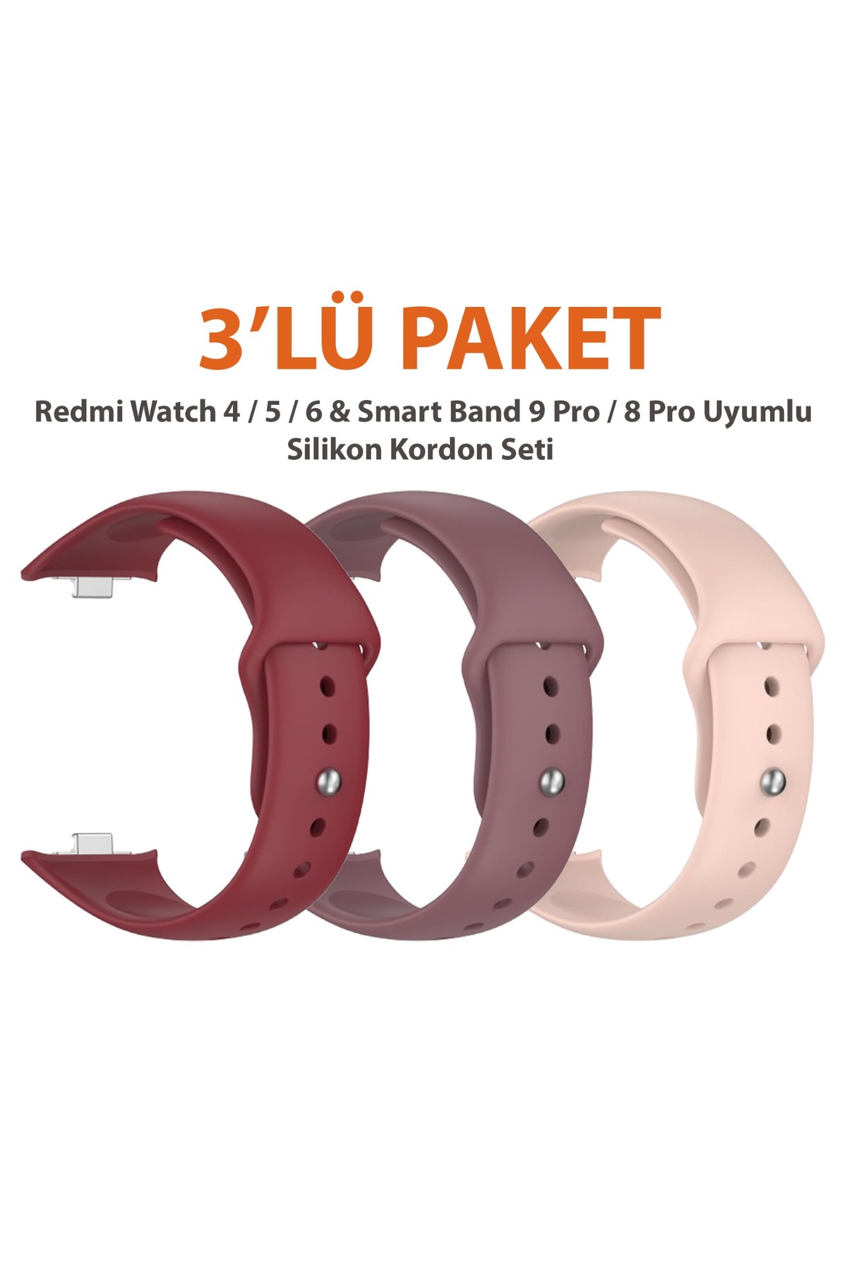 Redmi Watch 4/5/6 & Smart Band 10 Band 9 Pro / 8 Pro Compatible Triple Pack Sports Silicone Lanyard Strap