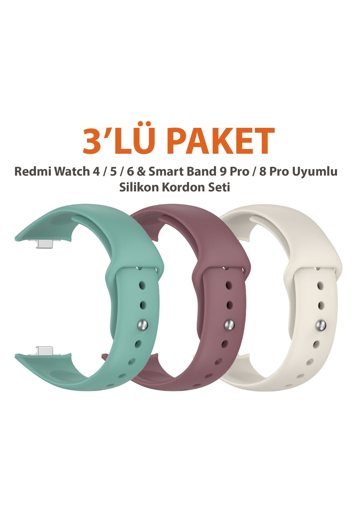 Redmi Watch 4/5/6 & Smart Band 10 Band 9 Pro / 8 Pro Compatible Triple Pack Sports Silicone Lanyard Strap