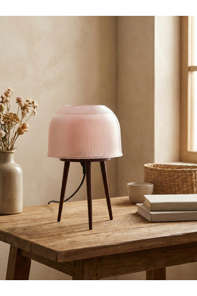 Laurel Design Hestia Masa Lambası Ahşap Görünümlü Tripod Ayaklı Dekoratif Abajur