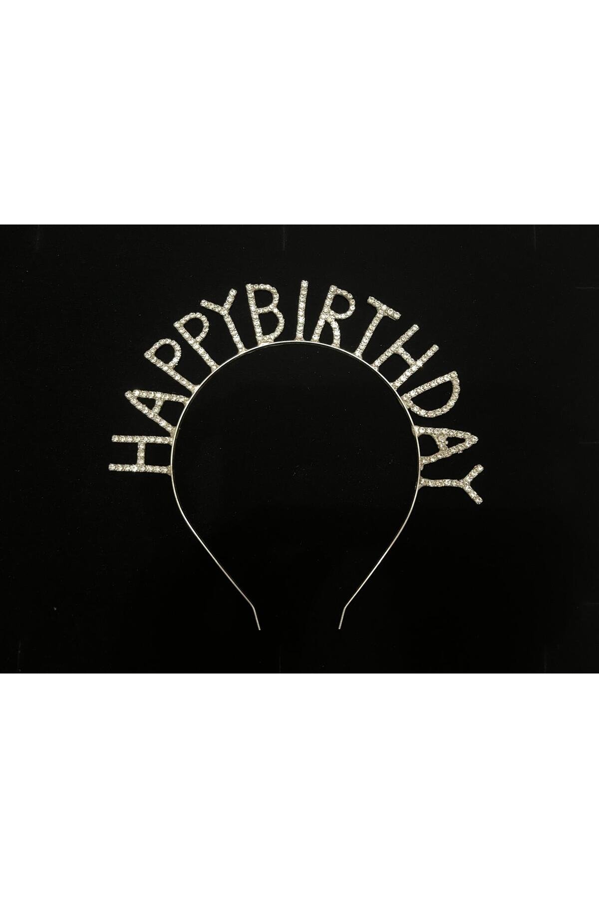 Gümüş Renk HAPPY BIRTHDAY Tacı, Doğum Günü Tacı, Parti Tacı