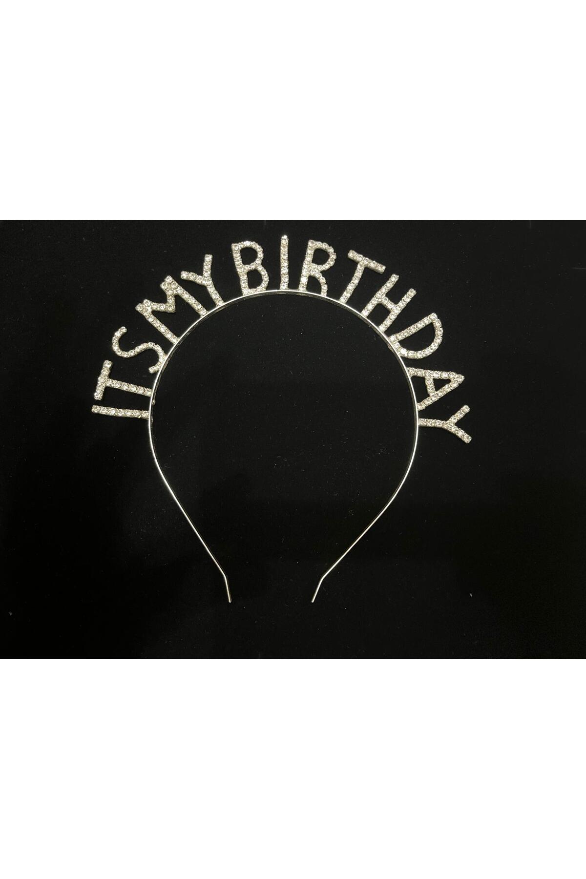 its my birthday yazılı parti tacı, Doğum Günü Tacı, Gümüş Renk Parti Tacı