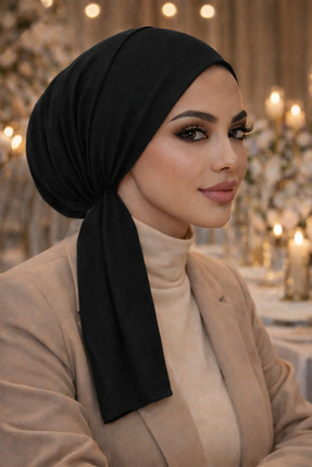 Aişe Tesettür Siyah Eşarp Bone