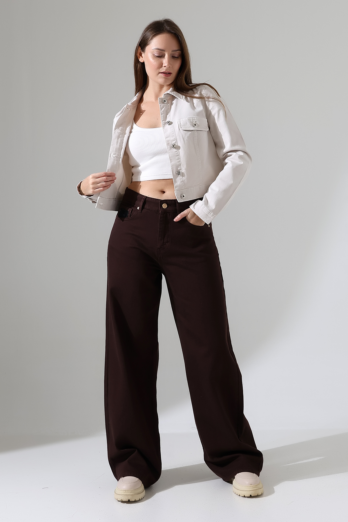 Major  Kadın Çift Cepli Önü Düğmeli Crop Ceket - Görsel 5