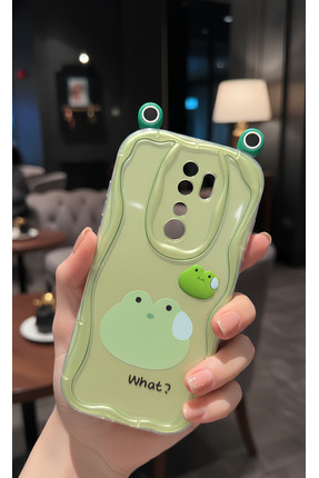 TechTrove Redmi Note 8 Pro İçin Uyumlu 3D Gözlü Sevimli Yeşil Kurbağa Tasarım...