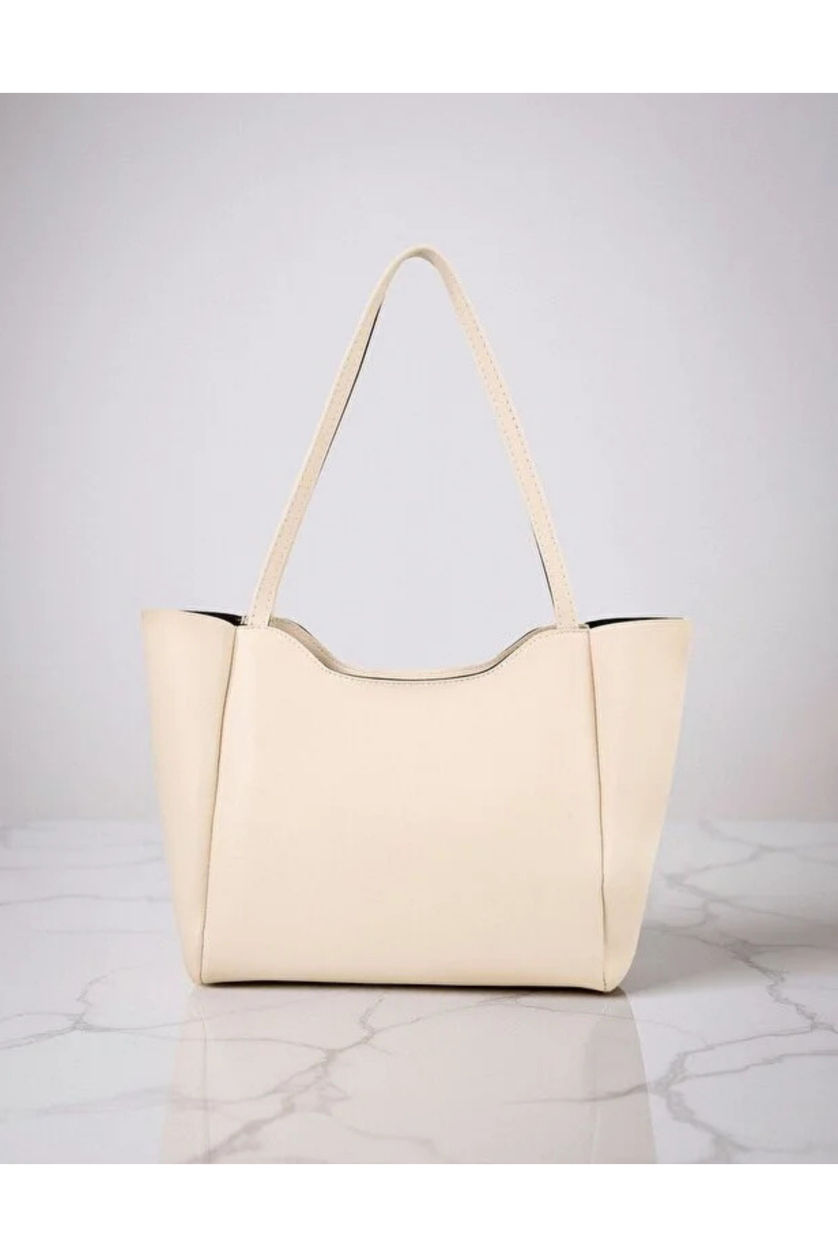 Kadın VModel Shopper Suni Deri Büyük Boy Omuz Çantası & El Çantası - Günlük Şık Sade Kullanım