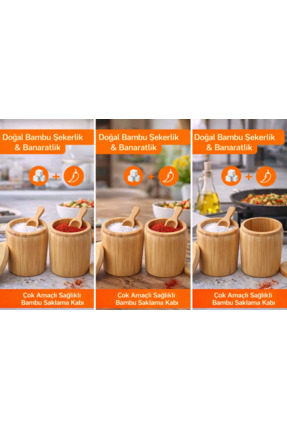 Alpi Evora Doğal Bambu Şekerlik & Baharatlık Çok Amaçlı Saklama Kabı