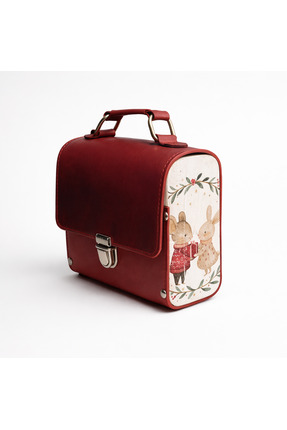 DoDo Craft %100 Deri Kırmızı El Yapımı Ahşap Kenarlı Kadın El Çantası – Vinta...