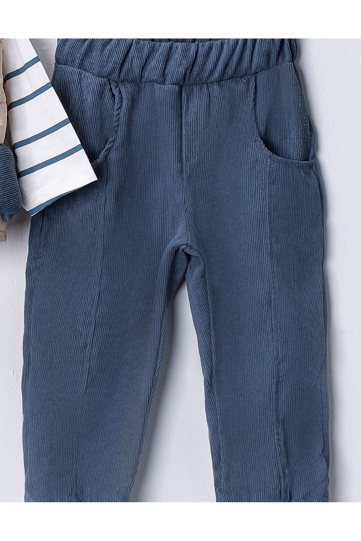 HARİKA KİDS Erkek Bebek 3’lü Takım 9-24 Ay Şişme Yelek %100 Pamuk Sweatshirt Kadife Pantolon fotoğrafı 5 (önizleme)