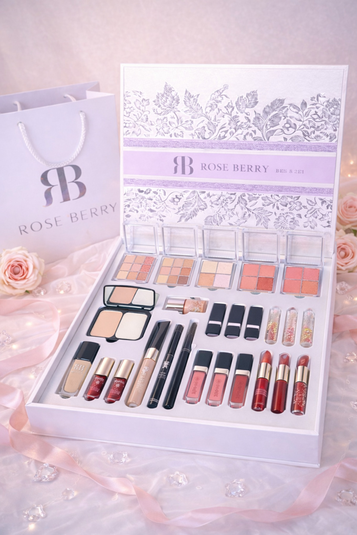 【rose 】ウルトラ21 ギフトセット D・E ROSE BERRYY ROSE BERRY Lüks Makyaj Seti – 24 Parça Profesyonel
