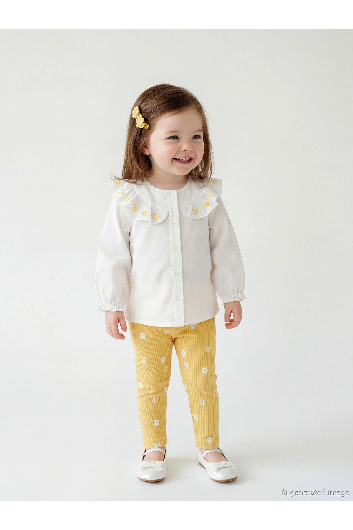 LC Waikiki Ekru Çiçekli Kız Bebek Gömlek ve Tayt fotoğrafı 4 (önizleme)