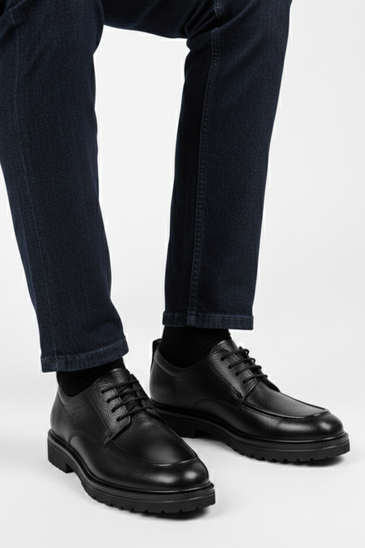 LUSIVE  %100 Hakiki Deri Siyah Günlük Rahat Klasik Erkek Ayakkabı LUASS28AL0045 - Görsel 6
