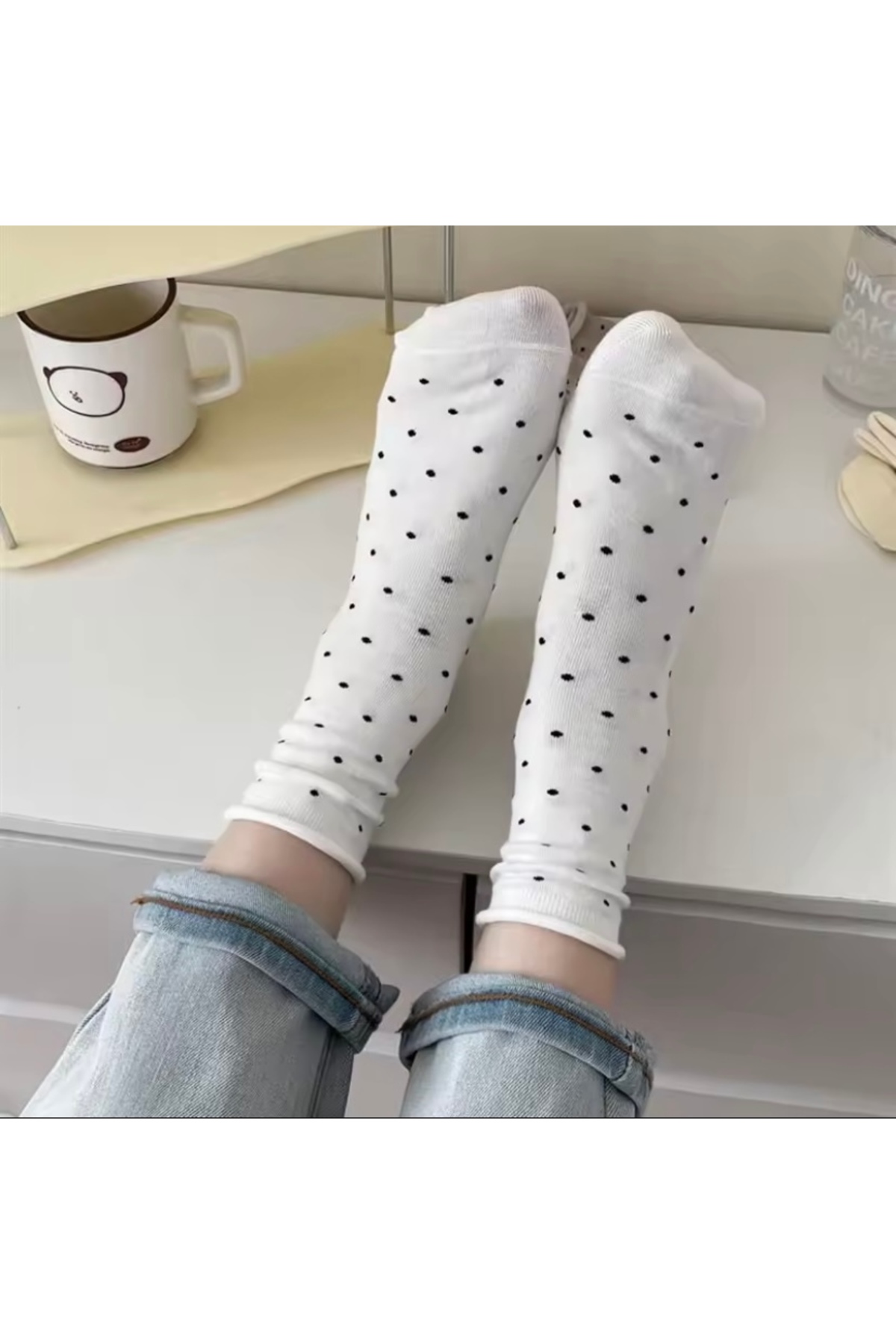 Çorap Kurdu 6’lı Ekonomik Paket Puantiyeli Kadın Soket Çorap Set görsel 4