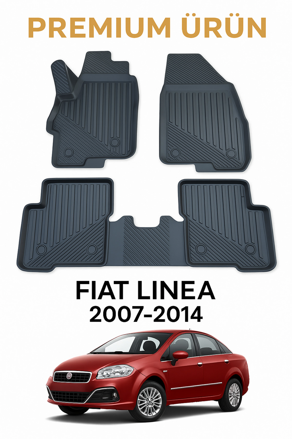 Black Gold Fiat Linea 2007–2014 3D Havuzlu Oto Paspas TPE Tam Uyumlu