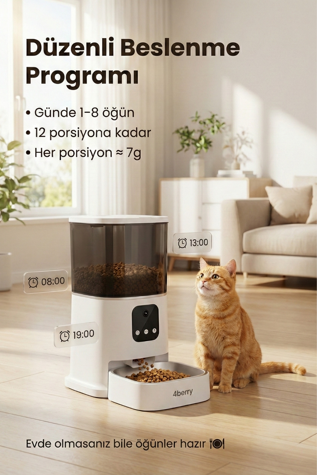 4 Berry Otomatik Mama Kabı WiFi Kontrollü 6L – Akıllı Kedi & Köpek Mama Makinesi fotoğrafı 6 (önizleme)