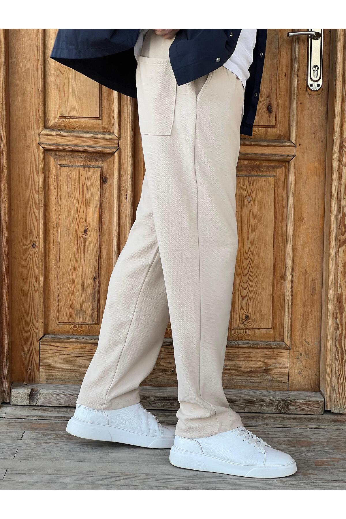 ElitWear  Yeni Sezon Erkek Rahat Kalıp Beli Lastikli ve İpli Jogger Pantolon - Görsel 5