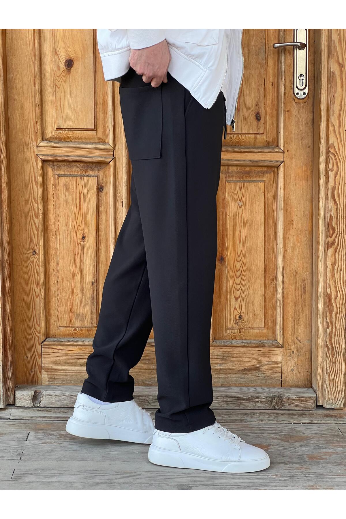 ElitWear  Yeni Sezon Erkek Rahat Kalıp Beli Lastikli ve İpli Jogger Pantolon - Görsel 5