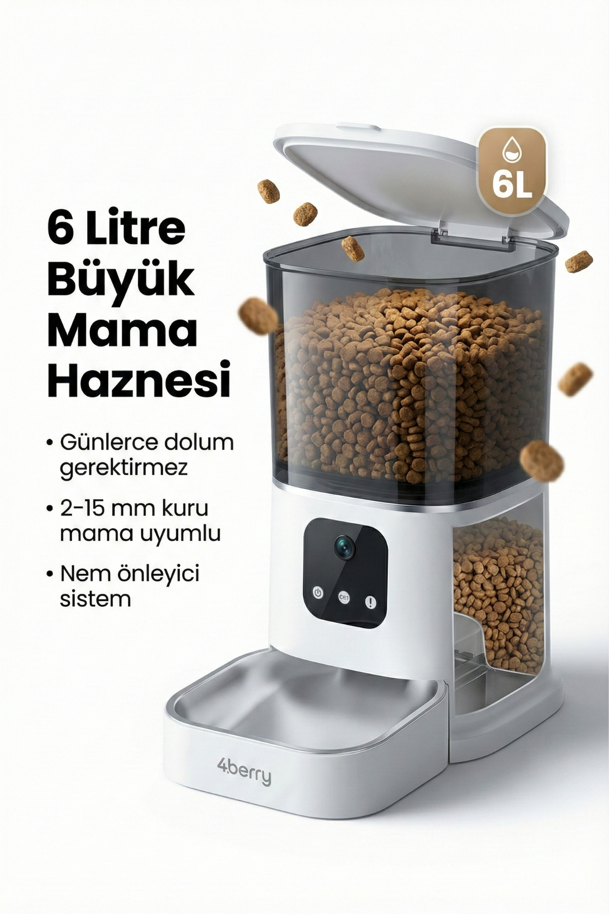 4 Berry Otomatik Mama Kabı WiFi Kontrollü 6L – Akıllı Kedi & Köpek Mama Makinesi fotoğrafı 4 (önizleme)