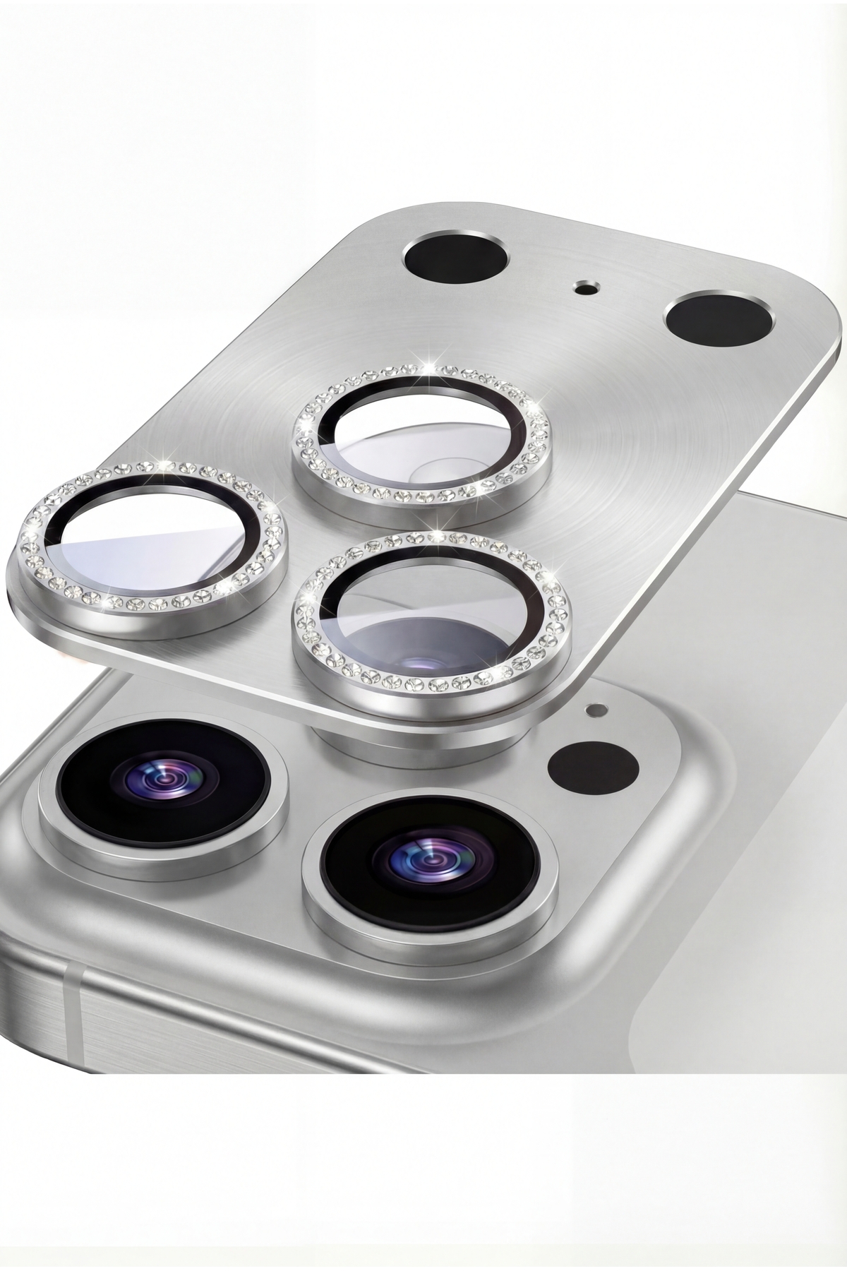 iPhone 17 Pro Premium AR+ AF+ Full Protection Stone Silver Camera Lens Protector with Smooth Frame