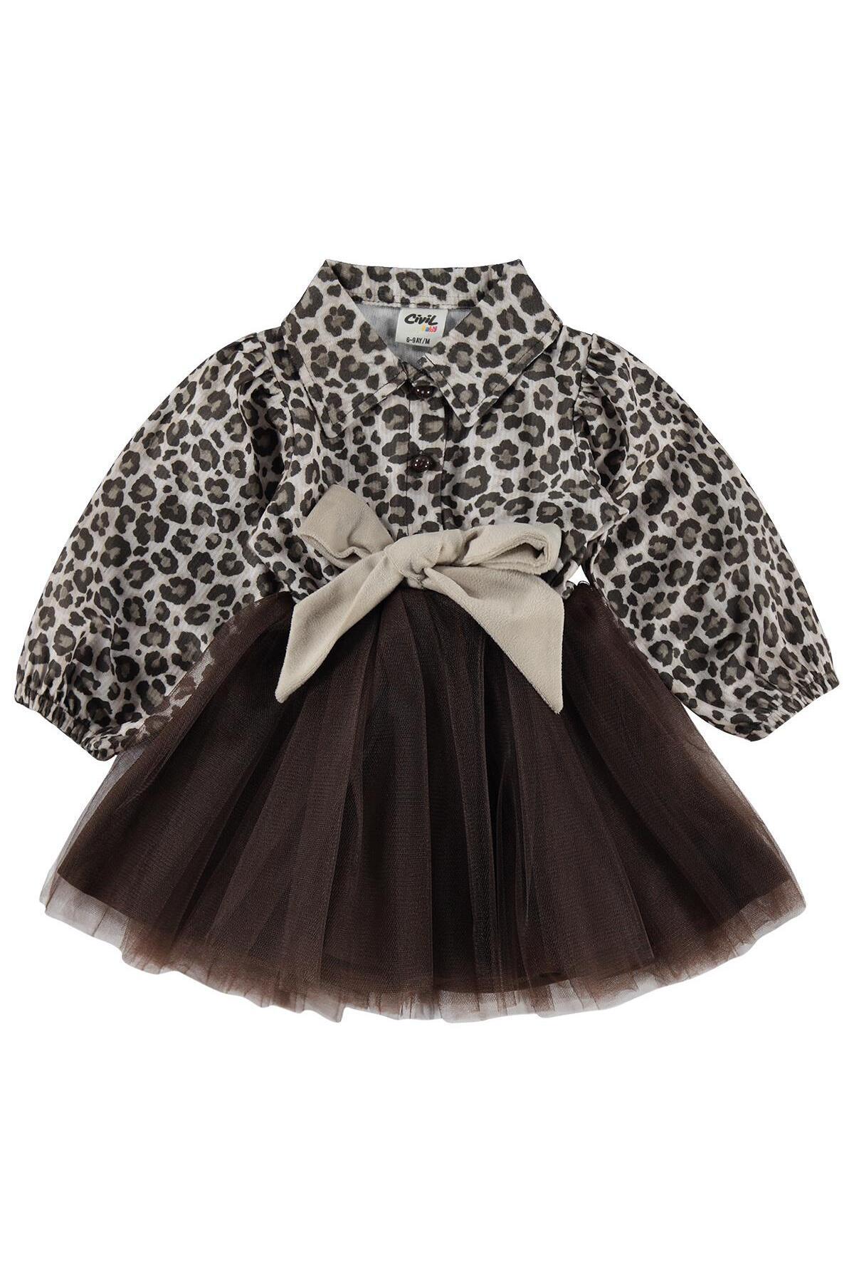 Civil Baby Leopar Baskılı 6-18 Ay Elbise - Kahverengi 9-12 Ay fotoğrafı 2 (önizleme)