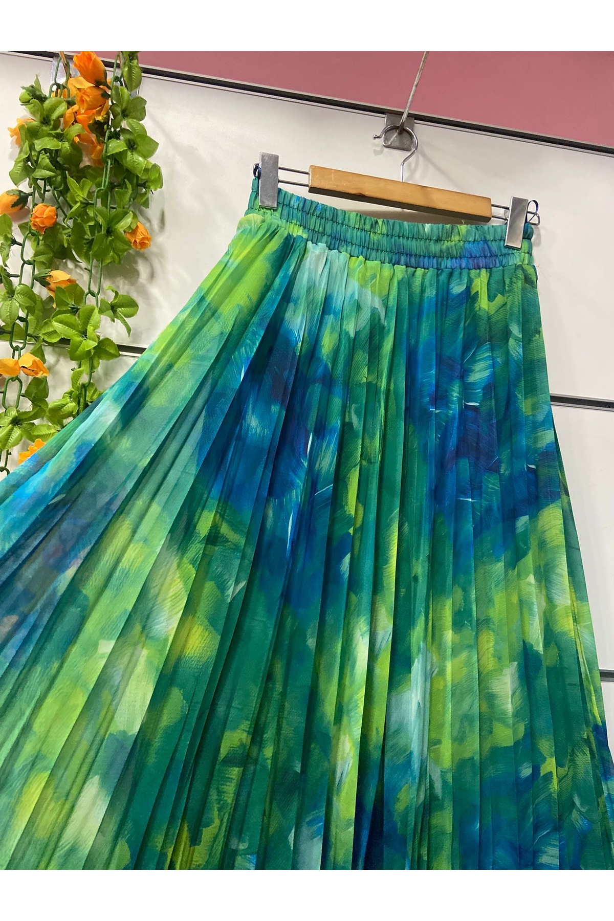 edu collection  Desenli şifon ÇAN etek astarlı - Görsel 3