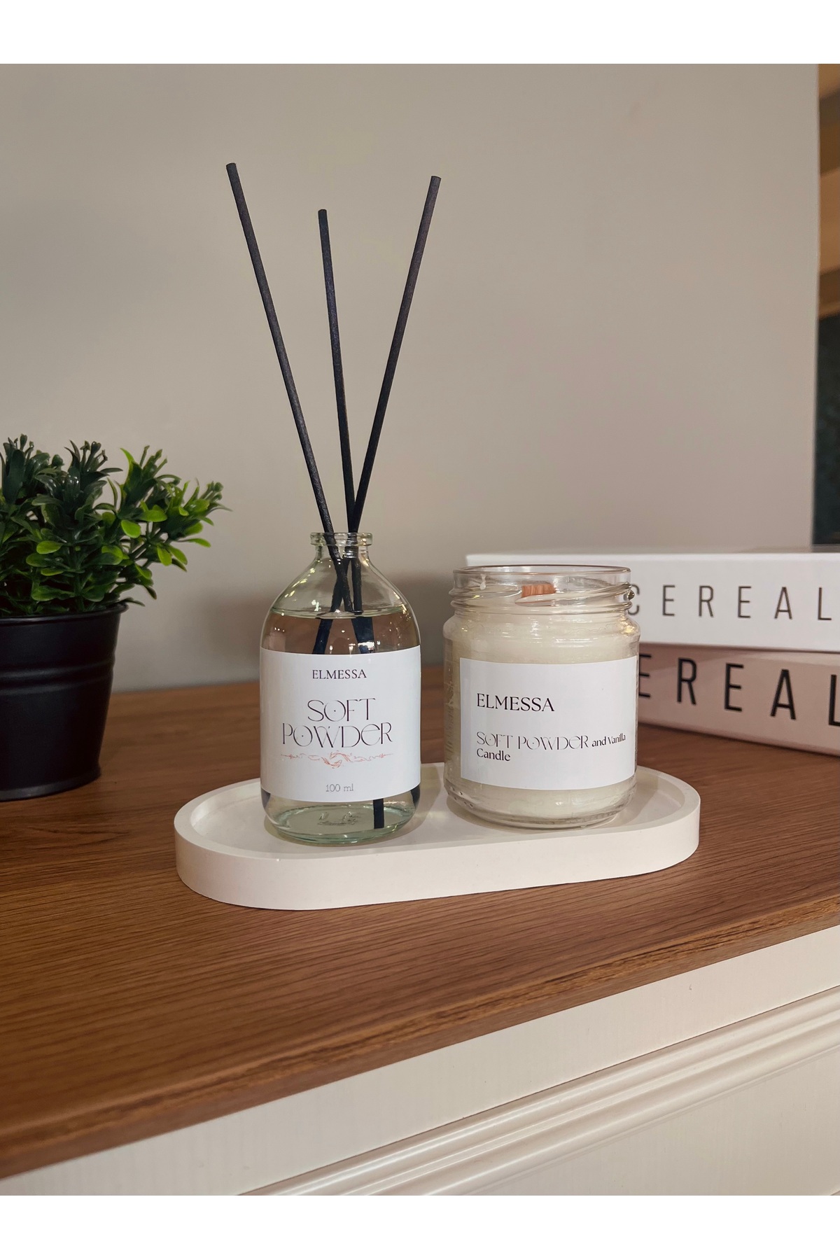 Powder scent and scented candle(with stand and varnish)