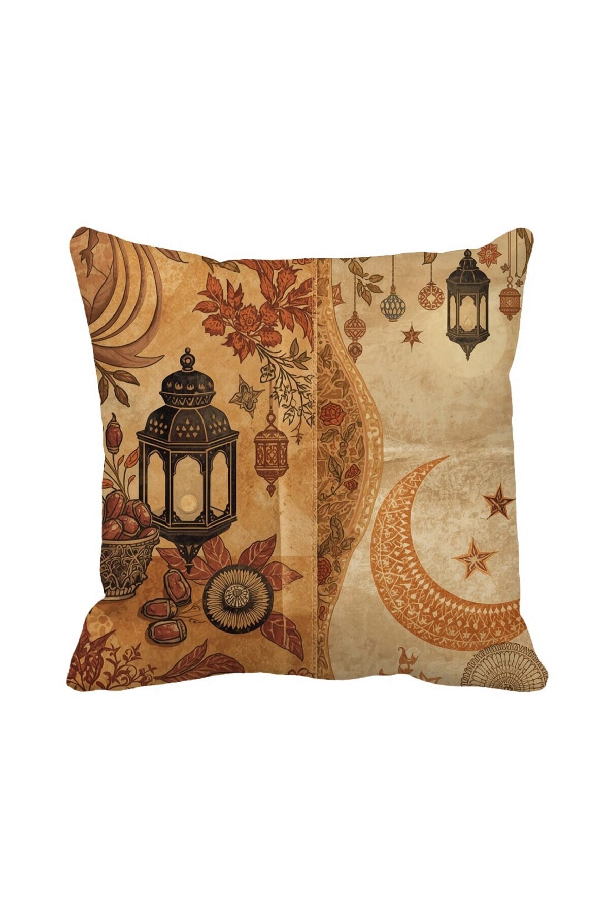 43x43 cm Double Sided Vintage Ramadan Pillow Case - Lantern, Crescent , Palm Pattern Authentic Home Decor